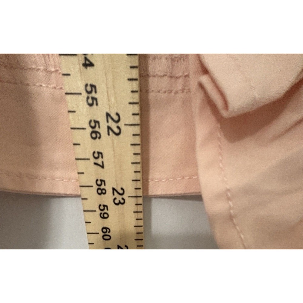 Chico's Jacket Size 1 Peach Pink Ruffle Trim Open Front 3/4 Sleeve Twill Blazer - Picture 8 of 11